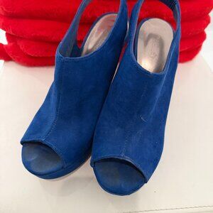 Womens Blue Suede Wedge